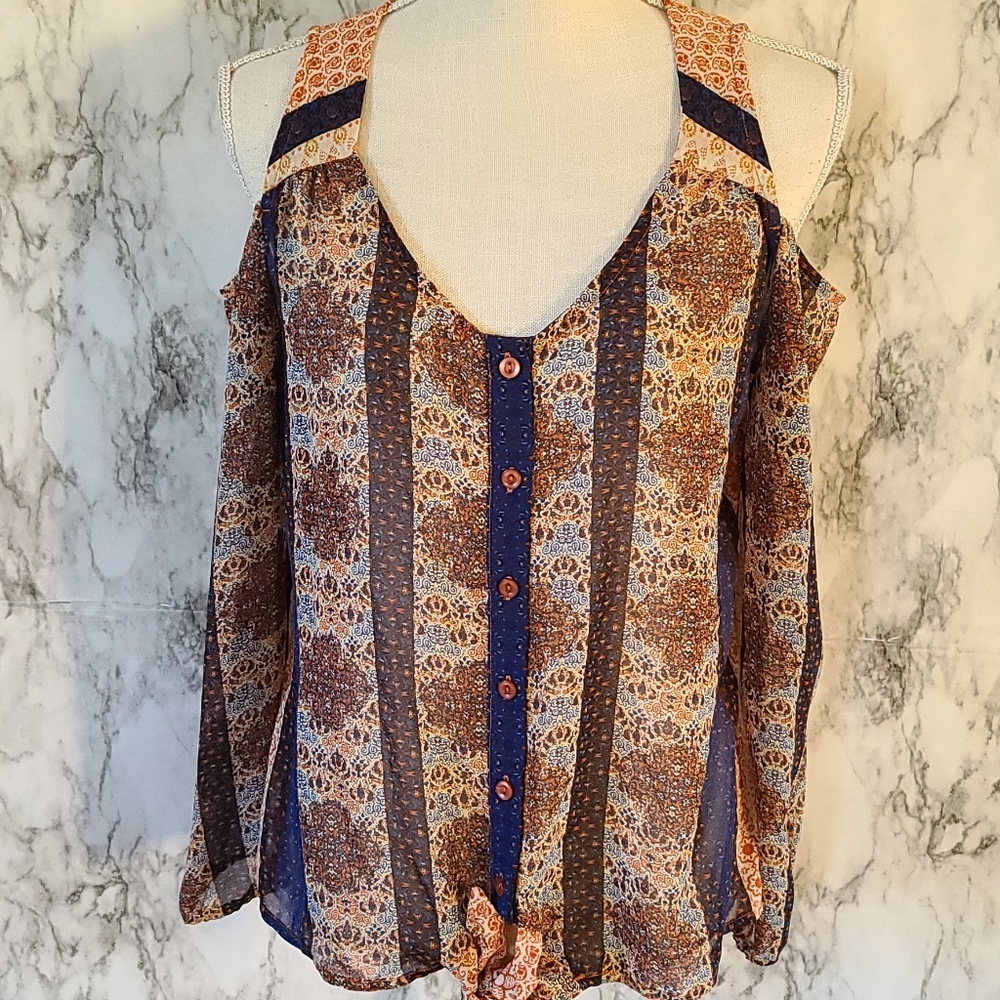 Emerald cold shoulder blouse size
